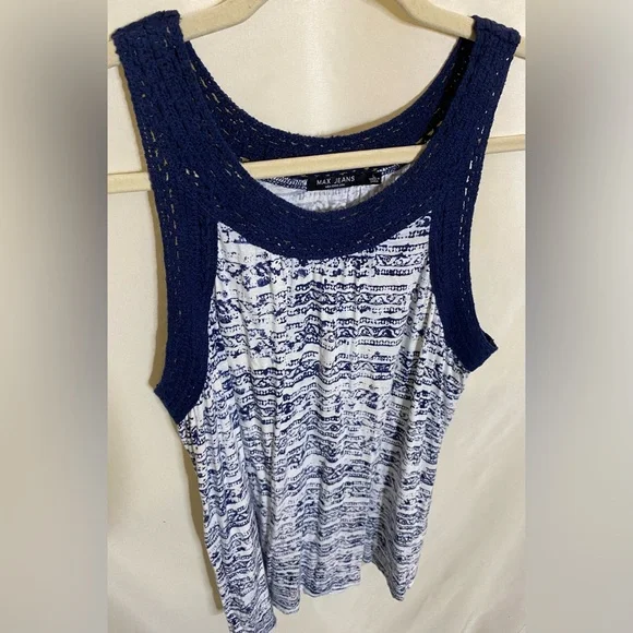 Max Jeans Blue & White Crocheted Trim Tank Top - Picture 7 of 7